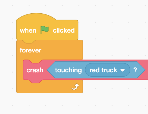 Identify four sensing blocks used in Scratch and describe what they do.